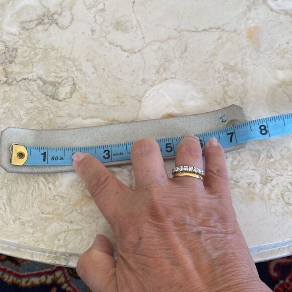 Handcrafted Wide Leather Cuff Bracelet White & Grey - Picture 7 of 7